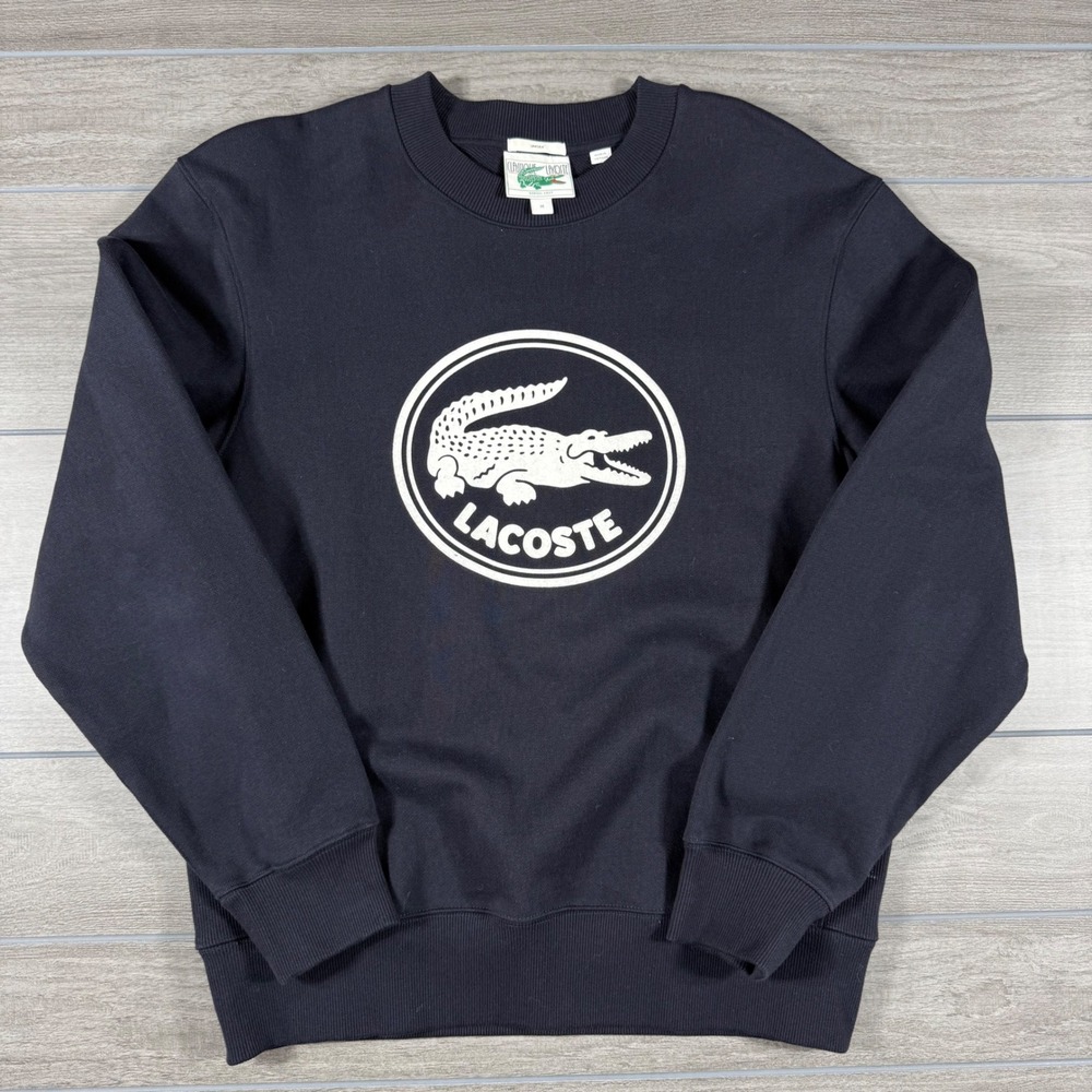Lacoste Black Crewneck Sweater with White Logo